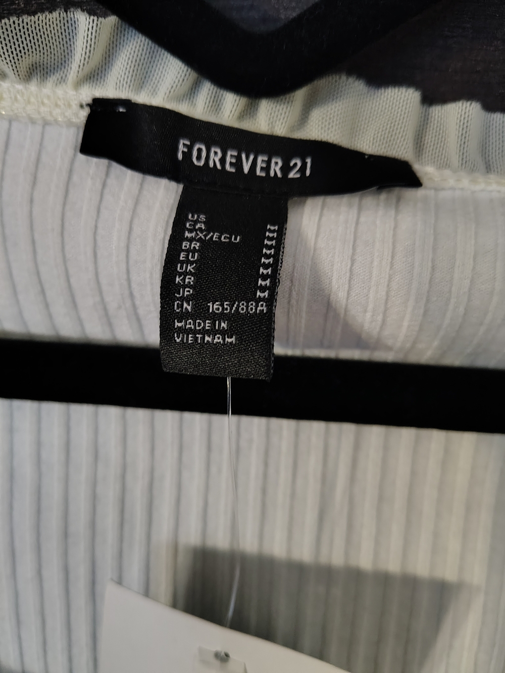 Forever 21 Ribbed Long Sleeve Dress in White with Black Trim - Picture 3 of 4